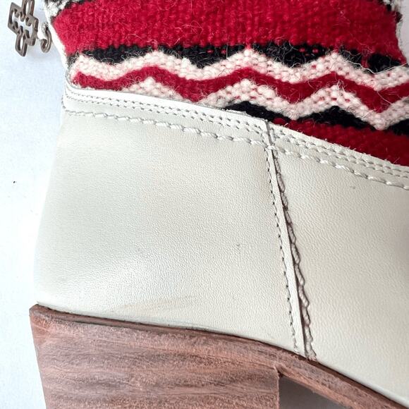 Cobra Society Handmade Alcazar Leather Wool Western Cowboy Boots Cream Red Sz 36 - Picture 7 of 12